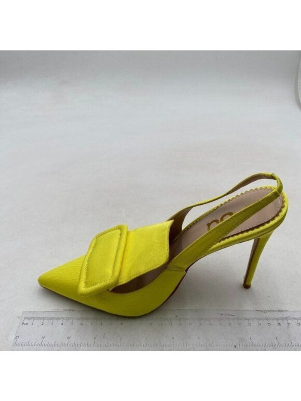 FSJ Women's Slingback Pumps High Heel Pointed Toe Ankle Strap Yellow Shoes